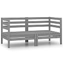 Modular Corner Sofa Grey Solid Pinewood Medium Size for Indoor and Outdoor Use, Durable Construction with Comfortable Seating for Two, Modern Design for Living Room Garden
