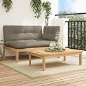 Modular Outdoor Corner Sofa Set Taupe Solid