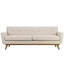 Modway Engage Mid-Century Modern Upholstered Fabric Sofa in Beige