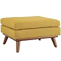 Modway Engage Mid-Century Modern Upholstered Fabric Ottoman in Citrus