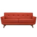 Modway Engage Mid-Century Modern Upholstered Fabric Loveseat in Atomic Red