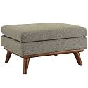 Modway Engage Mid-Century Modern Upholstered Fabric Ottoman in Oatmeal