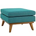 Modway Engage Mid-Century Modern Upholstered Fabric Ottoman in Teal