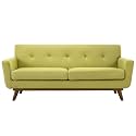 Modway Engage Mid-Century Modern Upholstered Fabric Loveseat in Wheatgrass