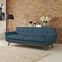 Modway Engage Mid-Century Modern Upholstered Fabric Sofa in Azure