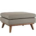 Modway Engage Mid-Century Modern Upholstered Fabric Ottoman in Granite