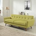 Modway Engage Mid-Century Modern Upholstered Fabric Sofa in Wheatgrass