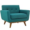 Modway Engage Mid-Century Modern Upholstered Fabric Accent Arm Lounge Chair in Teal, Armchair