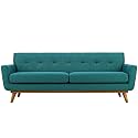 Modway Engage Mid-Century Modern Upholstered Fabric Sofa in Teal