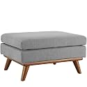 Modway Engage Mid-Century Modern Upholstered Fabric Ottoman in Expectation Gray