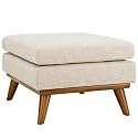 Modway Engage Mid-Century Modern Upholstered Fabric Ottoman in Beige