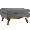 Modway Engage Mid-Century Modern Upholstered Fabric Ottoman in Gray