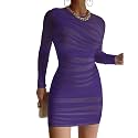 MOEENCN Women39s Sexy Mesh Dress Square Neck