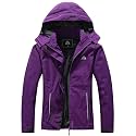MOERDENG Women's Rain Jacket Hooded Hiking Jacket Softshell Windbreaker