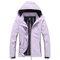 MOERDENG Women's Rain Jacket Hooded Hiking Jacket Softshell Windbreaker