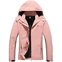 MOERDENG Women's Rain Jacket Hooded Hiking Jacket Softshell Windbreaker