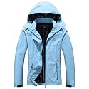 MOERDENG Women's Rain Jacket Hooded Hiking Jacket Softshell Windbreaker