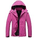 MOERDENG Women's Rain Jacket Hooded Hiking Jacket Softshell Windbreaker