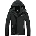 MOERDENG Women's Rain Jacket Hooded Hiking Jacket Softshell Windbreaker