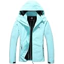 MOERDENG Women's Rain Jacket Hooded Hiking Jacket Softshell Windbreaker