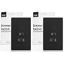 MOES Black Dimmer Light Switch, 3 Way & Single Pole Dimmable for LED, CFL, Incandescent, Halogen, 600Watt Max, ON/Off with Dimming Slide for Bedroom Hallway, No Neutral Wire Required (Pack of 2)