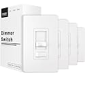 MOES Dimmer Switch 4 Pack, No Neutral, 3-Way &amp; Single Pole, 600W, White