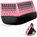 MOFII Wireless Ergonomic Keyboard &amp; Mouse Combo – Split Curved Keyboard with Wrist Rest (All-Day Comfort) + Wireless Vertical Ergonomic Optical Mouse, Compatible with PC/Laptop/Desktop- Pink Gradient