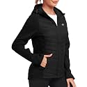 MoFiz Women's Fleece Lined Softshell Jacket Hooded Puffer Hybrid Down Coat