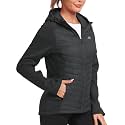 MoFiz Women's Fleece Lined Softshell Jacket Hooded Puffer Hybrid Down Coat