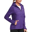 MoFiz Women's Fleece Lined Softshell Jacket Hooded Puffer Hybrid Down Coat
