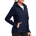 MoFiz Women's Fleece Lined Softshell Jacket Hooded Puffer Hybrid Down Coat