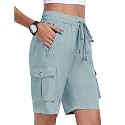 MoFiz Women's Hiking Cargo Shorts Lightweight Quick Dry with Zipper Pockets