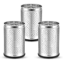 mofna Stainless Steel Perforated Dustbin for Home, Trash Can with Anti-skid Base, Garbage Bin for Bathroom, Office, Bedroom, Kitchen &amp; Toilet or Commercial Use (ALL IN ONE (PACK OF 3PCS))