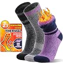 MOGGEI 3 Pairs Thermal Winter Socks for Women &amp; Men Thick Extra Warm Insulated Ski Boot Socks for Cold Weather
