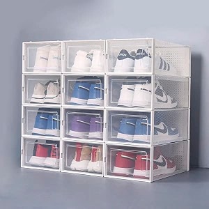 mohak stackable plastic shoe storage box clear shoe storage box storage bind shoes container organizer for mens women shoes sneakers pack of 6 multicolour