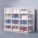 MOHAK Stackable Plastic Shoe Storage Box, Clear Shoe Storage Box, Storage Bind Shoes Container Organizer for Mens Women Shoes Sneakers (Pack Of 6, Multicolour)