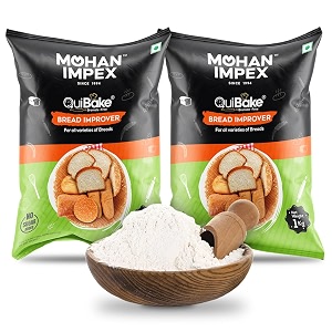 mohan impex bread improver 1kg pack of 2 - enhances dough rise improves crust amp freshness - ideal baking powder for breads buns seitan amp bakery mixes for fluffy results