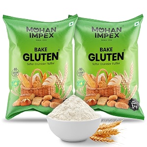 mohan impex improvised gluten powder 1kg pack of 2  baking improver amp dough enhancer  increases bread volume enhances texture amp stability  perfect for mixing amp baking
