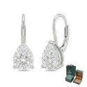Moissanite Earrings 18K White Gold Plated 925 Sterling Silver D Color VVS1 Clarity Lab-Grown Moissanite Dangle Drop Leverback Earrings Jewelry Anniversary Valentine Birthday Gifts for Women