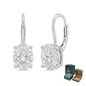 Moissanite Earrings 18K White Gold Plated 925 Sterling Silver D Color VVS1 Clarity Lab-Grown Moissanite Dangle Drop Leverback Earrings Jewelry Anniversary Valentine Birthday Gifts for Women