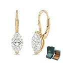 Moissanite Earrings 18K White Gold Plated 925 Sterling Silver D Color VVS1 Clarity Lab-Grown Moissanite Dangle Drop Leverback Earrings Jewelry Anniversary Valentine Birthday Gifts for Women