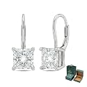 Moissanite Earrings 18K White Gold Plated 925 Sterling Silver D Color VVS1 Clarity Lab-Grown Moissanite Dangle Drop Leverback Earrings Jewelry Anniversary Valentine Birthday Gifts for Women