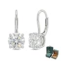 Moissanite Earrings 18K White Gold Plated 925 Sterling Silver D Color VVS1 Clarity Lab-Grown Moissanite Dangle Drop Leverback Earrings Jewelry Anniversary Valentine Birthday Gifts for Women