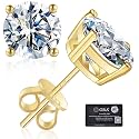 Moissanite Stud Earrings GRA 925 Sterling Silver Earrings for Men 18K White Gold Plating Earrings for Women,wedding earrings(0.3Ct-4Ct)