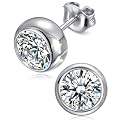 Moissanite Stud Earrings for Women &amp; Men, 925 Sterling Silver D Color VVS1