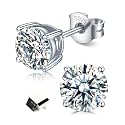 Moissanite Stud Earrings for Women &amp; Men, 925 Sterling Silver D Color VVS1