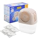 Moisture Absorber with 4 pack Moisture Absorber Refills Tablets, 15.9oz-7"H×5.5"W mini dehumidifier, Bathroom humidity absorber – Prevents Excess Moisture and Fragrance Free