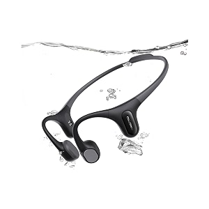 mojawa upgraded run plus new bone conduction swimming headphones ip68 waterproof bluetooth earphones with 32gb mp3 player deep bass open-ear headset enc mic for clear calls for running cycling