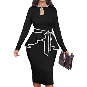 MOJICK Vintage Dress for Women Ruffle Bodycon