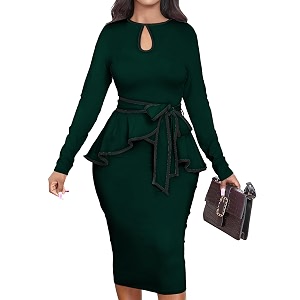 MOJICK Vintage Dress for Women Ruffle Bodycon